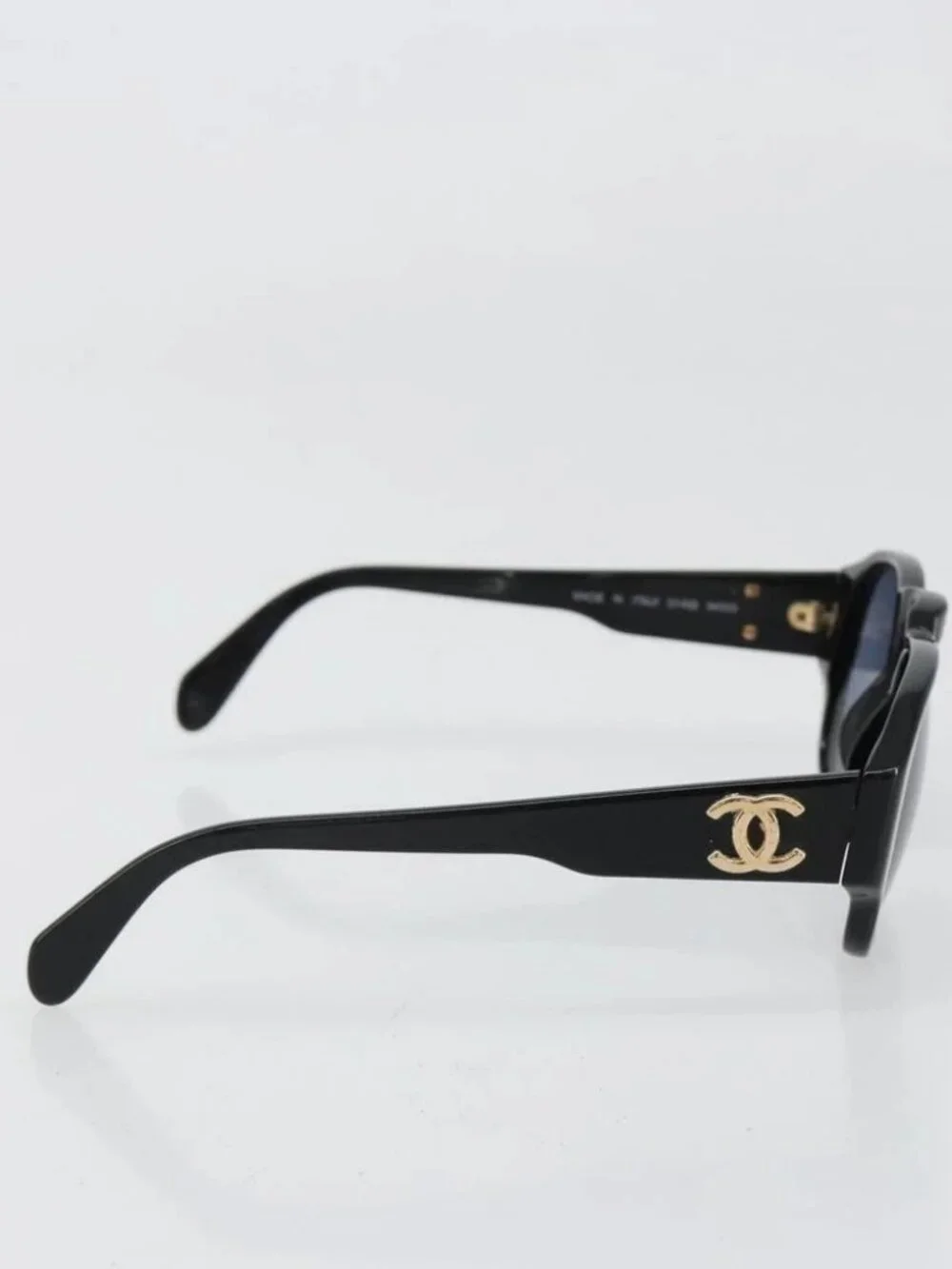 CHANEL Sunglasses plastic Black CC Auth 180946